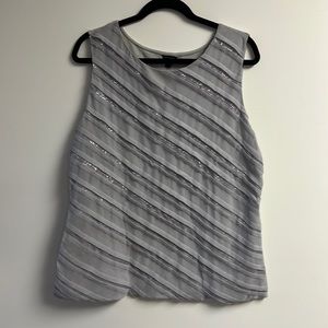 Ann Taylor Gray Diagonal Sequin Detail Tank Top - Size XXL